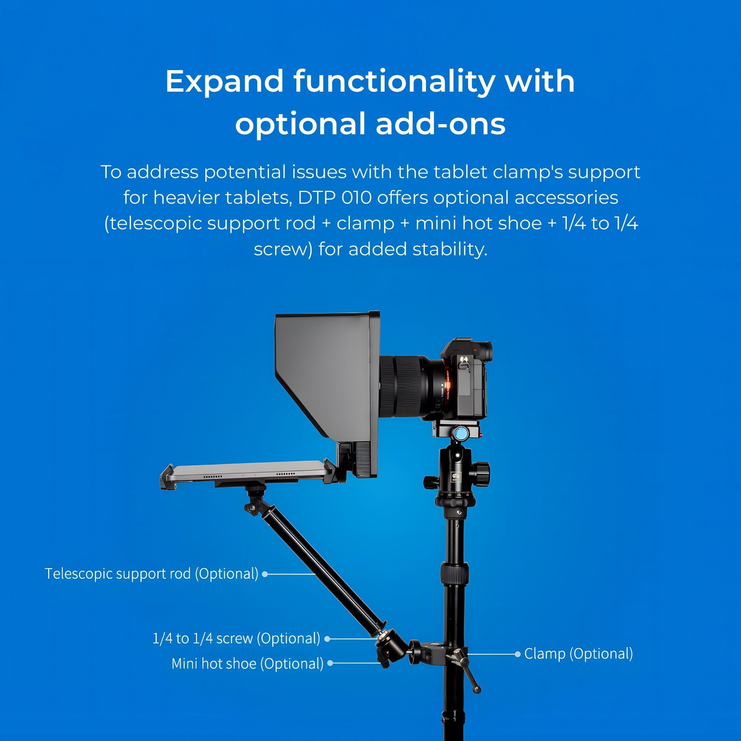 Digitek (DTP 010) 10†Digitek Teleprompter for Smartphone & DSLR Supports w/Remote Control, APP Compatible with iOS & Android System for Video Creator - Digitek