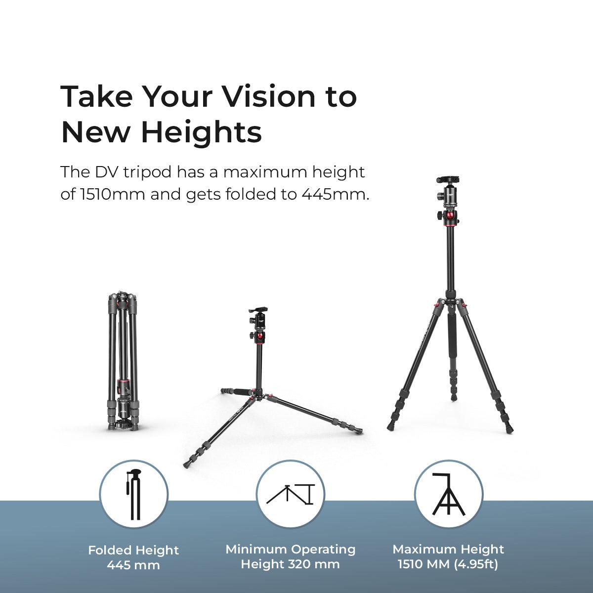 Digitek (DTR 520 BH) (60 Inch) (152cm) Professional Aluminum Tripod Cum Monopod with Swivel Pan Head, for DSLR Camera | Maximum Operating Height: 4.95 Feet | Maximum Load Upto: 7kgs (Black) - Digitek