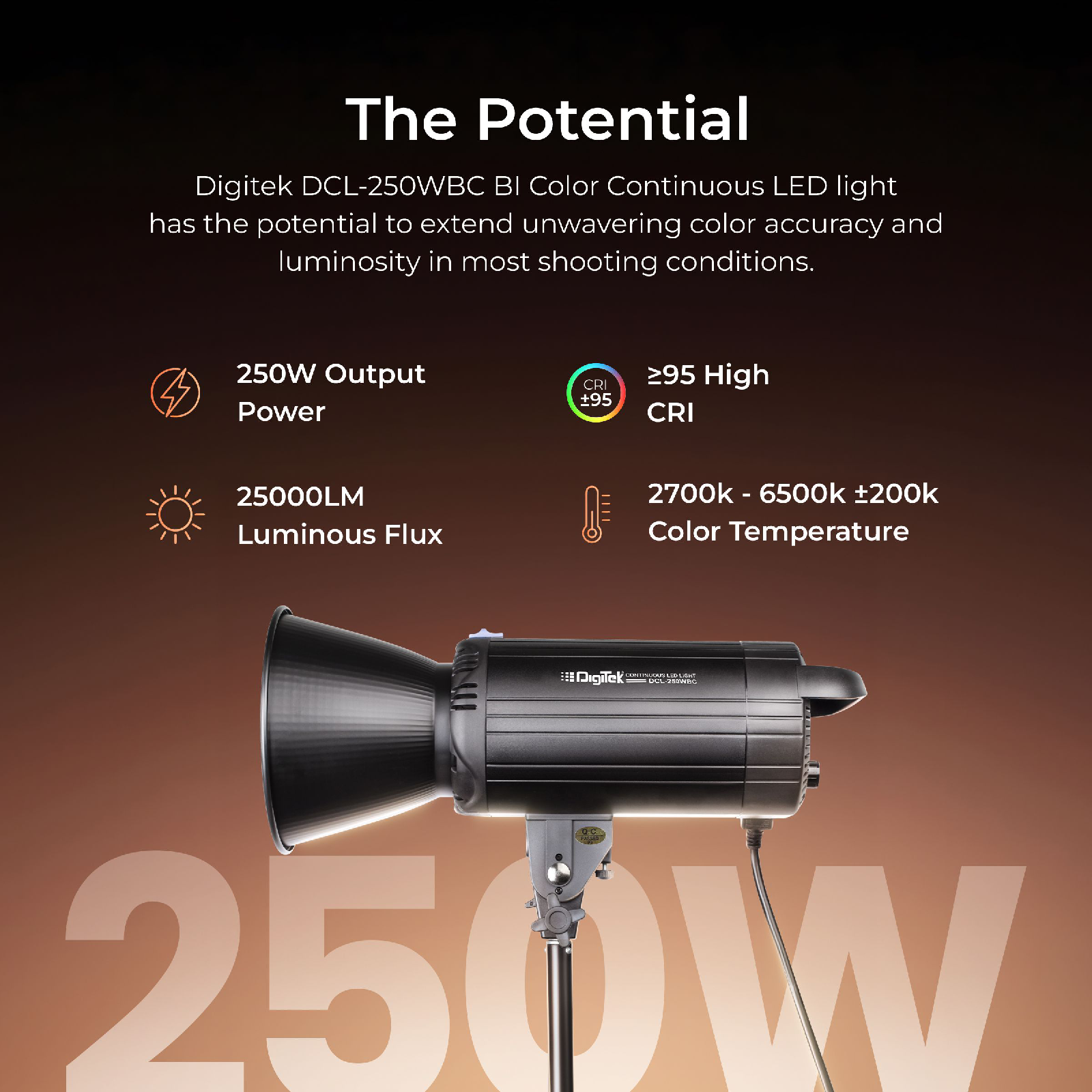Digitek Lite (DCL-250 WBC) Combo BI Color Continuous LED Light Suitable for All Kinds of Small Production Photography / Power Saving & Environment Protection - Digitek