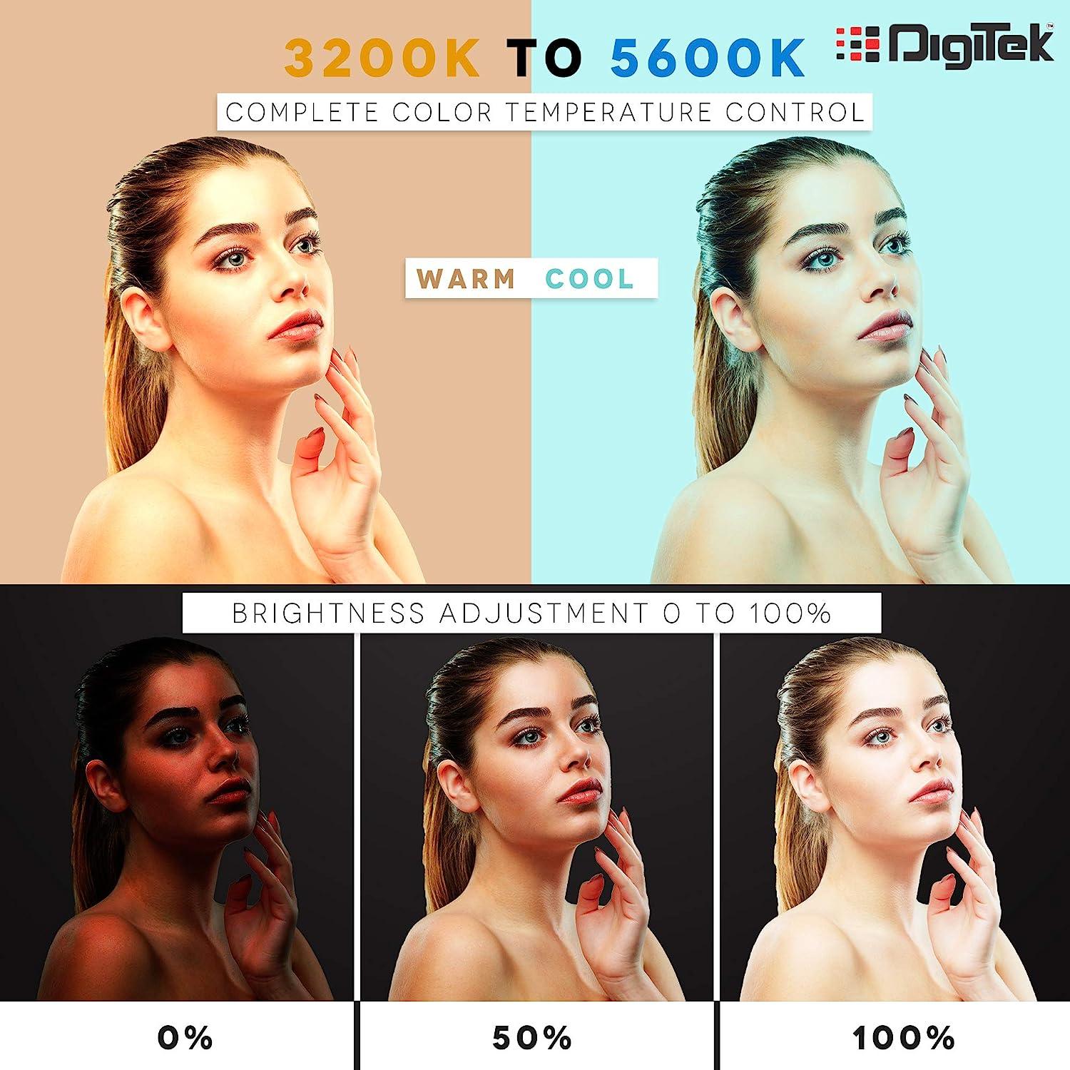 Digitek (DRL-18H C) Professional 46 CM (18" inch) Big LED Ring Light with Stand, 2 color modes Dimmable Lighting - Digitek