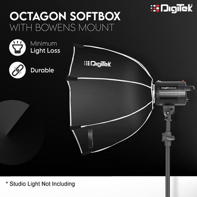 Digitek (DSB-120 Bowens)120CM Octagon Soft Box with Bowens Mount Lightweight & Portable , Comes with Diffuser Sheets & Carrying Case (DSB-120 Bowens) - Digitek